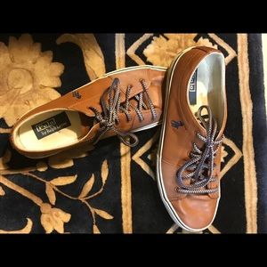 Ralph Lauren polo size 11D brown leather sneakers.